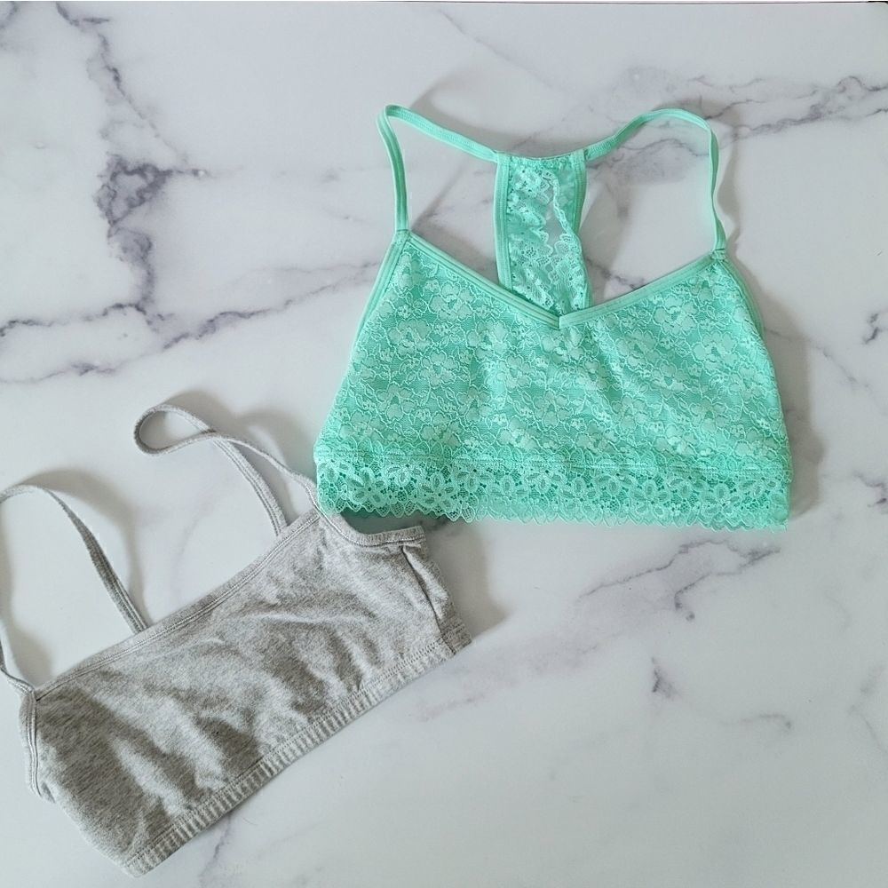 2 pullover bralettes tween mint green